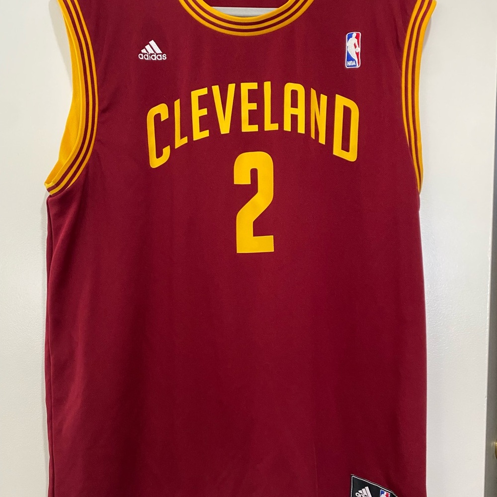 Adidas Kyrie Irving Burgundy and Gold Basketball Jersey